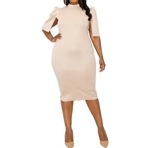 Livd Lalisa Midi Dress, Taupe, Size 3XL